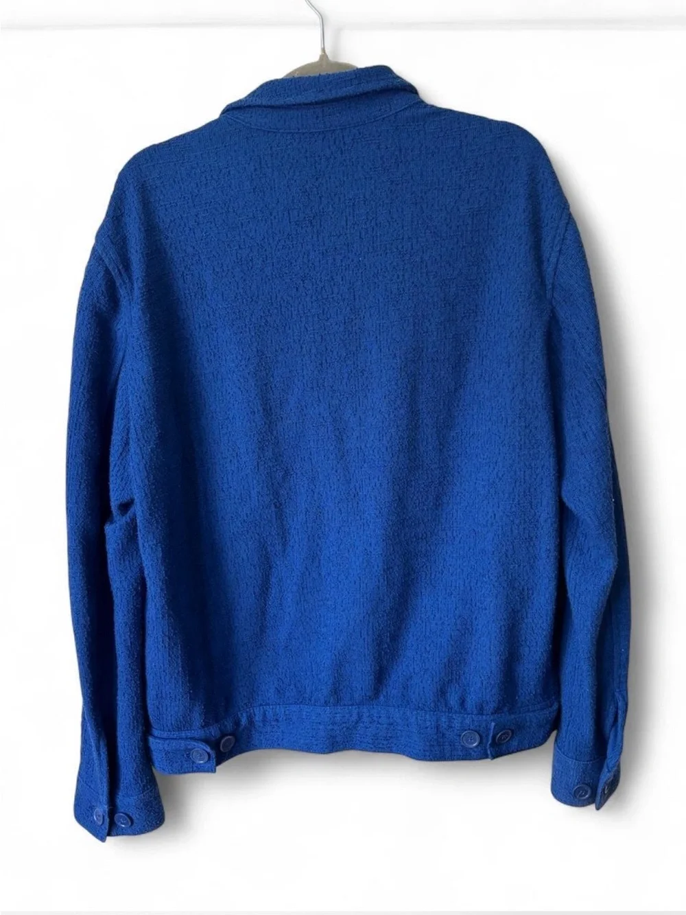 Zara Blue Textured Overshirt Shacket Utility Jacket Large